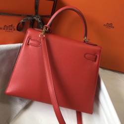 Hermes Kelly 28cm Sellier Bag In Red Epsom Leather