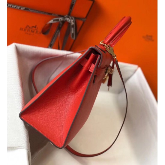 Hermes Kelly 28cm Sellier Bag In Red Epsom Leather