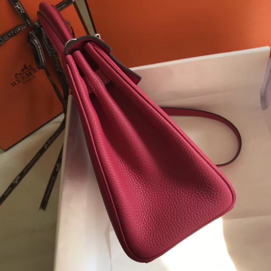 Hermes Kelly 28cm Sellier Bag In Rose Red  Epsom Leather