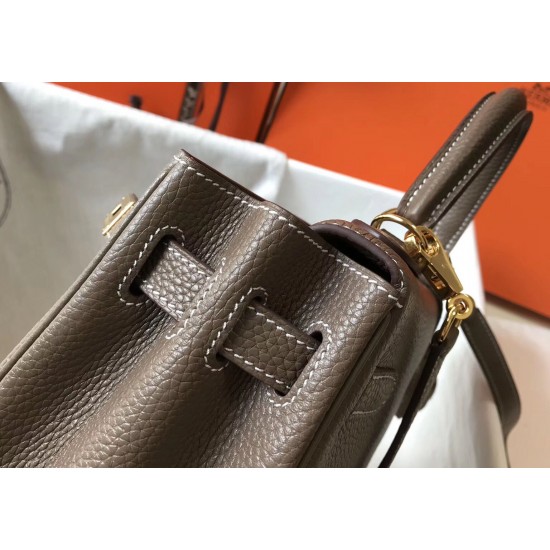 Hermes Kelly 28cm Sellier Bag In Taupe Grey  Epsom Leather