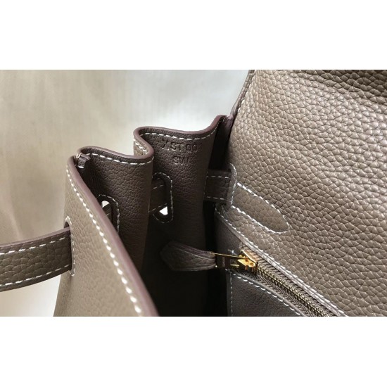 Hermes Kelly 28cm Sellier Bag In Taupe Grey  Epsom Leather