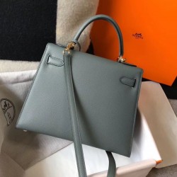 Hermes Kelly 28cm Sellier Bag In Vert Amande Epsom Leather