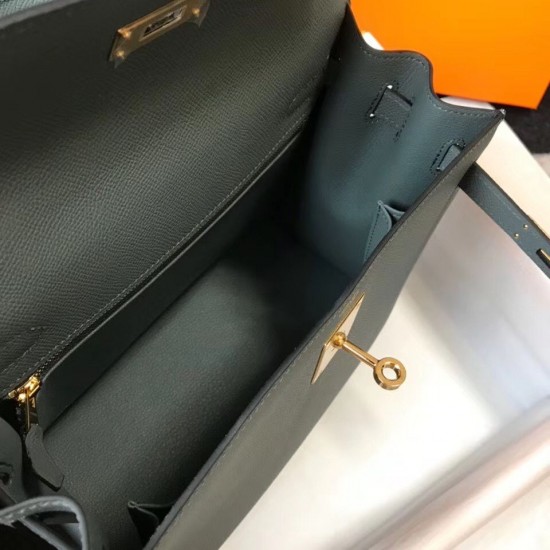 Hermes Kelly 28cm Sellier Bag In Vert Amande Epsom Leather