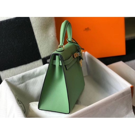 Hermes Kelly 28cm Sellier Bag In Vert Criquet Epsom Leather