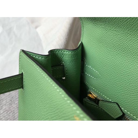 Hermes Kelly 28cm Sellier Bag In Vert Criquet Epsom Leather