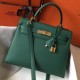 Hermes Kelly 28cm Sellier Bag In Vert Vertigo Epsom Leather