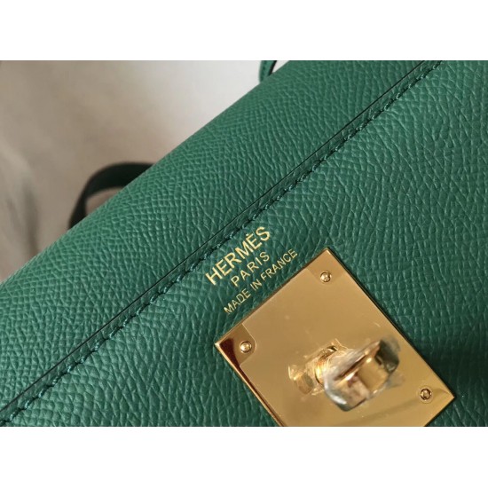 Hermes Kelly 28cm Sellier Bag In Vert Vertigo Epsom Leather