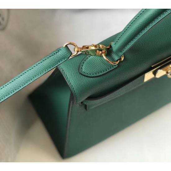 Hermes Kelly 28cm Sellier Bag In Vert Vertigo Epsom Leather