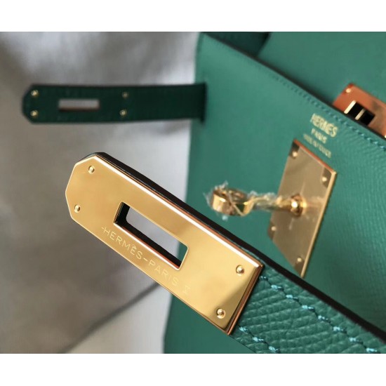 Hermes Kelly 28cm Sellier Bag In Vert Vertigo Epsom Leather