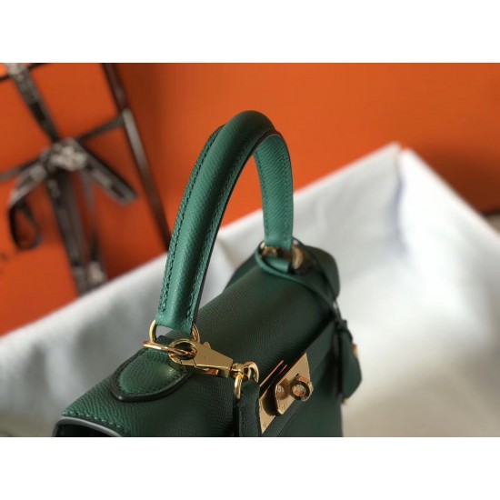 Hermes Kelly 28cm Sellier Bag In Vert Vertigo Epsom Leather