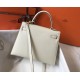 Hermes Kelly 28cm Sellier Bag In White Epsom Leather