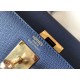 Hermes Kelly 32cm Sellier Bag In Blue Agate Epsom Leather