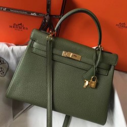 Hermes Kelly 32cm Sellier Bag In Canopee Epsom Leather