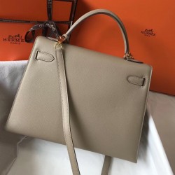 Hermes Kelly 32cm Sellier Bag In Gris Tourterelle Epsom Leather