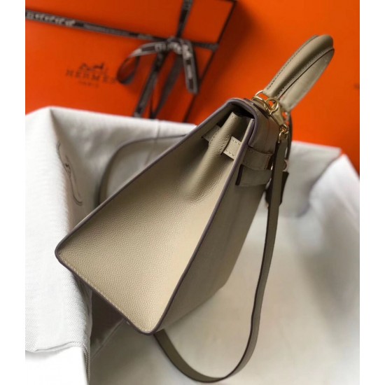 Hermes Kelly 32cm Sellier Bag In Gris Tourterelle Epsom Leather