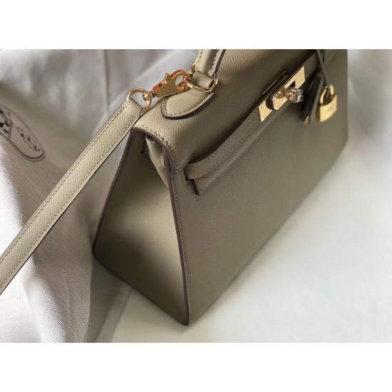 Hermes Kelly 32cm Sellier Bag In Gris Tourterelle Epsom Leather