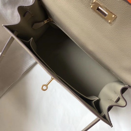 Hermes Kelly 32cm Sellier Bag In Gris Tourterelle Epsom Leather