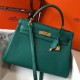 Hermes Kelly 32cm Sellier Bag In Malachite Epsom Leather