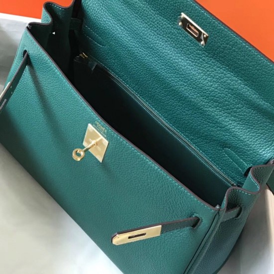 Hermes Kelly 32cm Sellier Bag In Malachite Epsom Leather