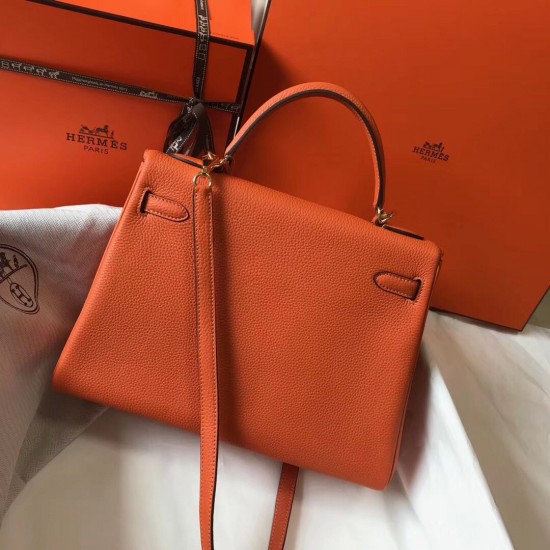 Hermes Kelly 32cm Sellier Bag In Orange Epsom Leather