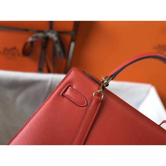 Hermes Kelly 32cm Sellier Bag In Red Epsom Leather