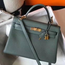 Hermes Kelly 32cm Sellier Bag In Vert Amande Epsom Leather