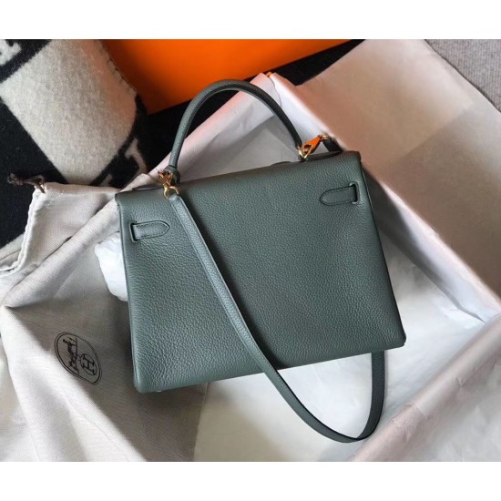 Hermes Kelly 32cm Sellier Bag In Vert Amande Epsom Leather