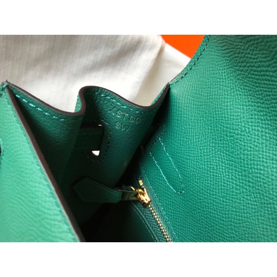 Hermes Kelly 32cm Sellier Bag In Vert Vertigo Epsom Leather