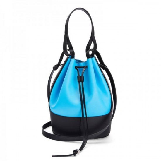 Loewe Medium Balloon Bucket Bag In Blue Black Calfskin