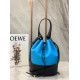 Loewe Medium Balloon Bucket Bag In Blue Black Calfskin