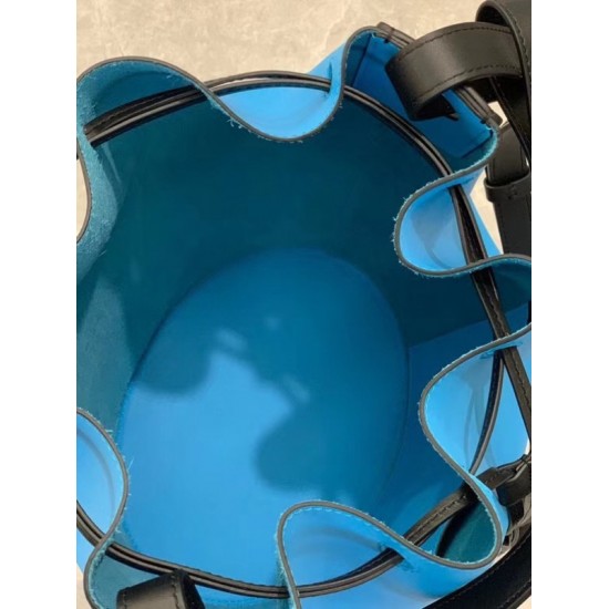 Loewe Medium Balloon Bucket Bag In Blue Black Calfskin