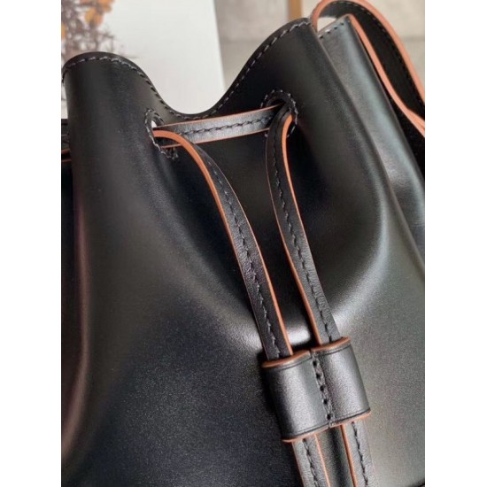 Loewe Small Balloon Bucket Bag In Black Calfskin