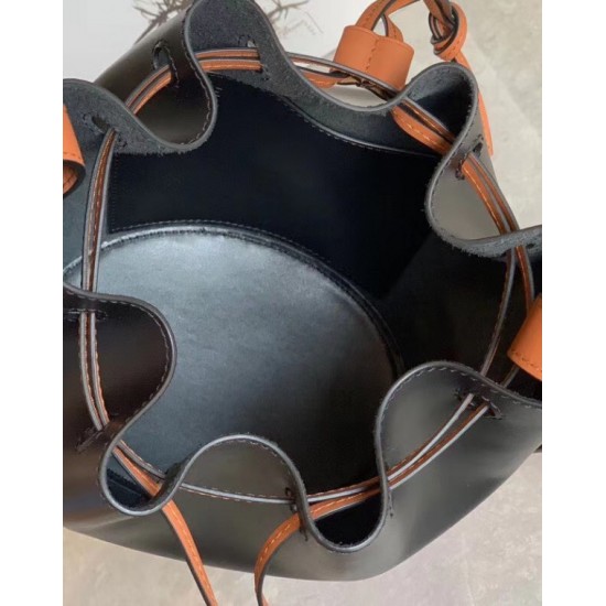 Loewe Small Balloon Bucket Bag In Black Tan Calfskin