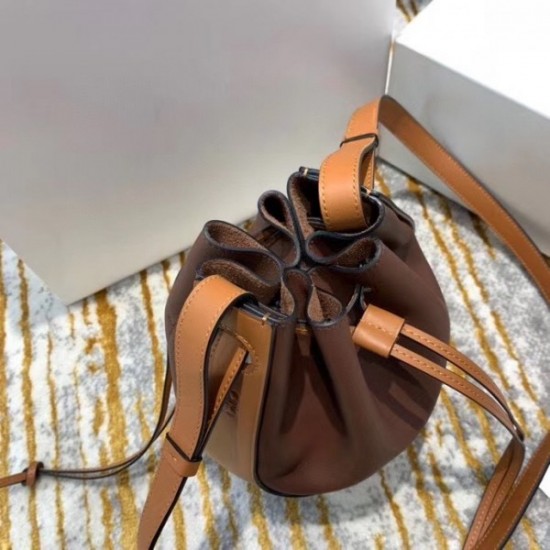 Loewe Small Balloon Bucket Bag In Hazelnut Tan Calfskin