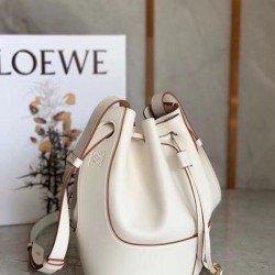 Loewe Small Balloon Bucket Bag In White Calfskin