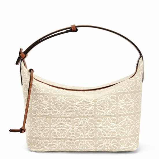 Loewe Cubi Hobo Bag in Ecru Anagram Jacquard