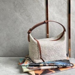 Loewe Cubi Hobo Bag in Ecru Anagram Jacquard