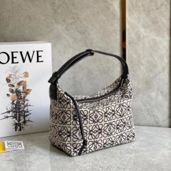 Loewe Cubi Hobo Bag in Ecru Black Anagram Jacquard