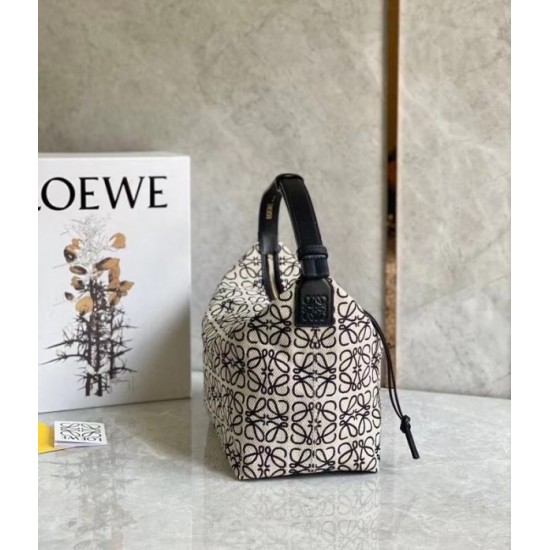 Loewe Cubi Hobo Bag in Ecru Black Anagram Jacquard