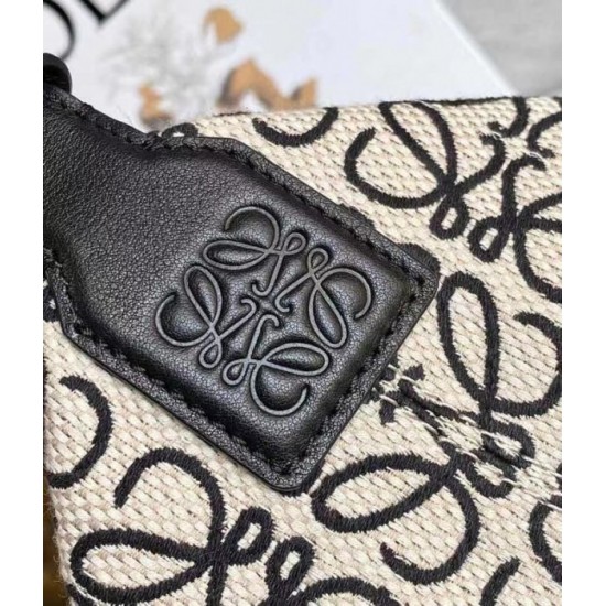 Loewe Cubi Hobo Bag in Ecru Black Anagram Jacquard