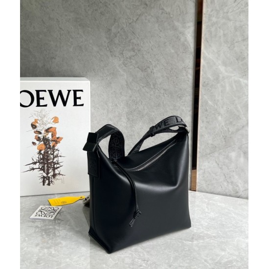 Loewe Cubi Small Bag in Black Calfskin and Jacquard