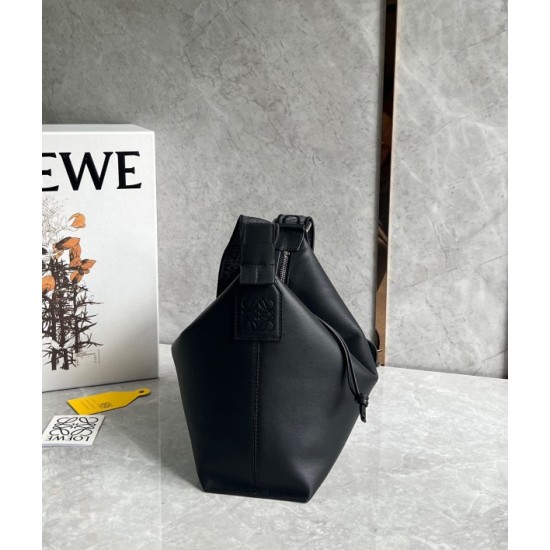 Loewe Cubi Small Bag in Black Calfskin and Jacquard