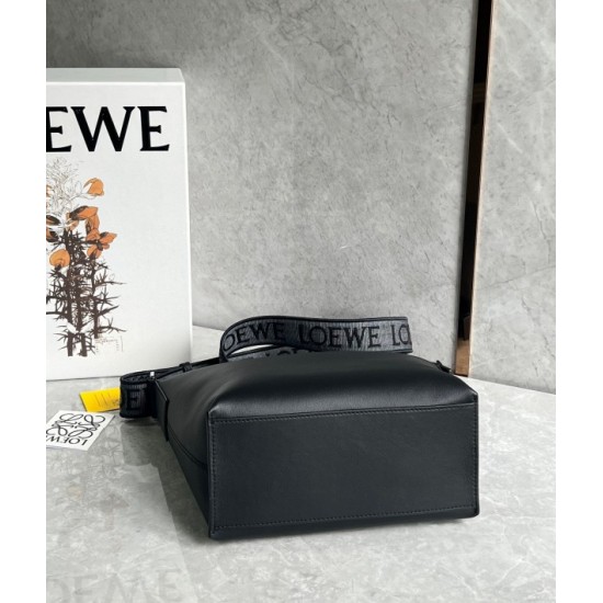 Loewe Cubi Small Bag in Black Calfskin and Jacquard