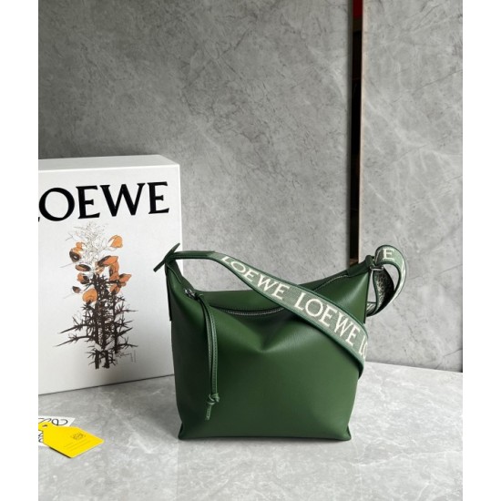 Loewe Cubi Small Bag in Green Calfskin and Jacquard 