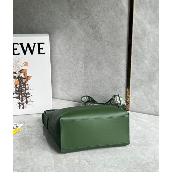 Loewe Cubi Small Bag in Green Calfskin and Jacquard 