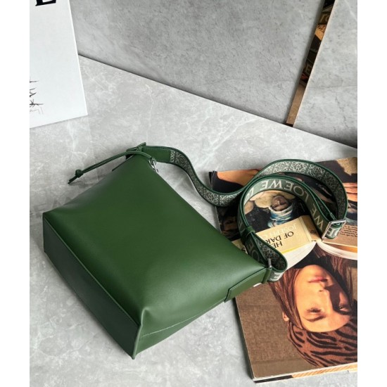 Loewe Cubi Small Bag in Green Calfskin and Jacquard 