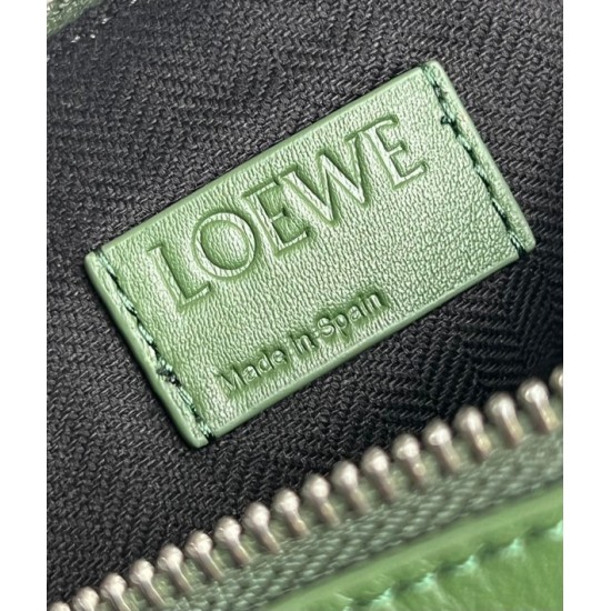 Loewe Cubi Small Bag in Green Calfskin and Jacquard 