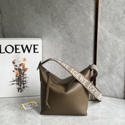 Loewe Cubi Small Bag in Winter Brown Calfskin and Jacquard