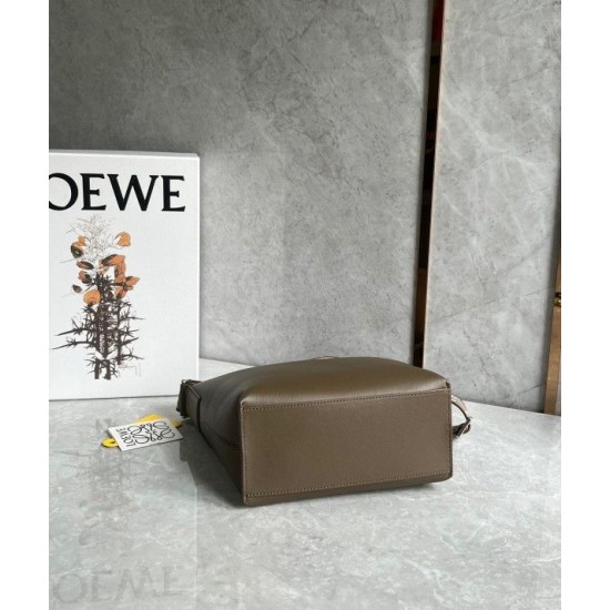 Loewe Cubi Small Bag in Winter Brown Calfskin and Jacquard