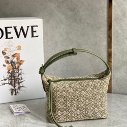 Loewe Small Cubi Hobo Bag In Beige Anagram Jacquard